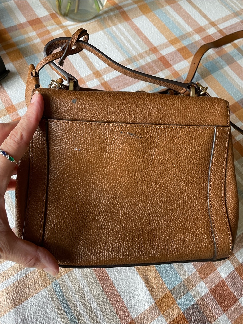 Michael Kors Brown & Yellow Woven Leather Satchel - Picture 3 of 11